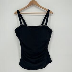 NWT Lands’ End Swim Tankini Top | Black | Size 18 DD | Bust Support